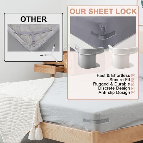 Waieoc 4 Pack Bed Sheet Holders Set - White