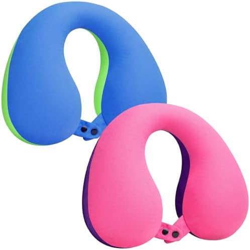COOLBEBE Kids Travel Neck Pillow 2PCS Blue Green Pink Purple