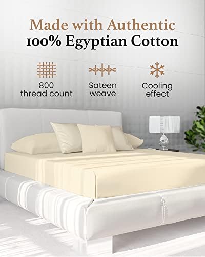 Good Sleep Bedding Queen Fitted Sheet Ivory 800 TC 16 Deep