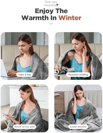 Mlivrom Heated Throw Blanket with Timer Auto-Off and 8 Heating Levels
