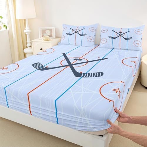 Homewish Ice Hockey Kids Sheet Twin Size 3pcs Set