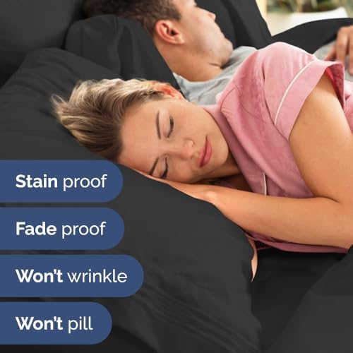 CGK Unlimited Wrap Around Dust Ruffle Bed Skirt 2 Pillowcases Bundle - Black