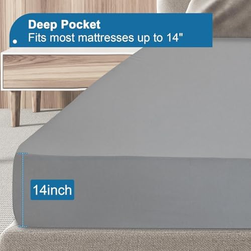 SPRINGSPIRIT Twin Waterproof Mattress Protector with Deep Pocket and Elastic Band - Gray