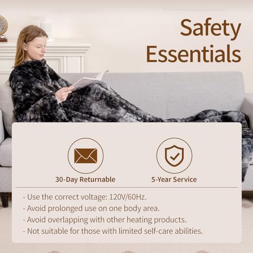 Bearhug Heated Blanket with Foot Pockets and Sleeves