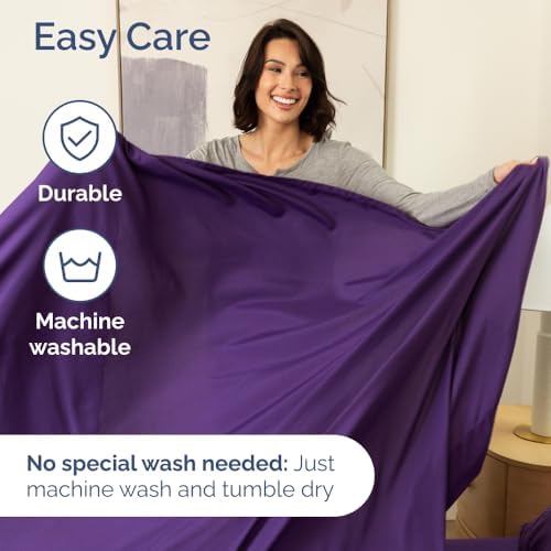 Wrap Around Dust Ruffle Bed Skirt 2 Pillowcases Bundle - Purple