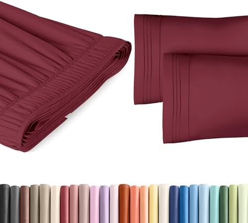 Wrap Around Dust Ruffle Bed Skirt Set - Burgundy for Twin Bed