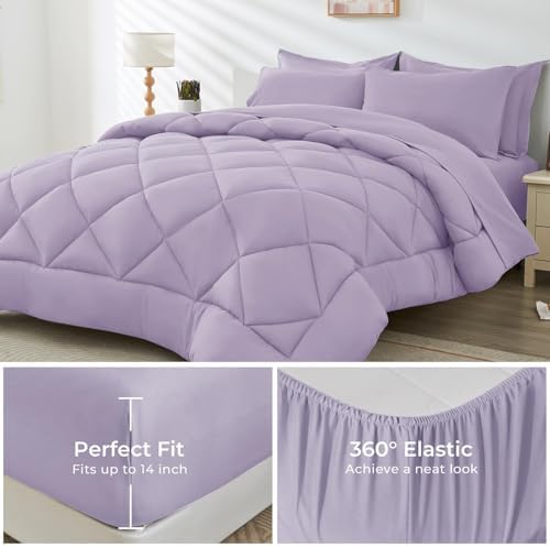 HEVUMYI Queen Purple Comforter Set 7-Piece