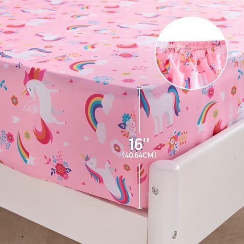 Joiedomi Kids Twin Sheet Set with Unicorn Print