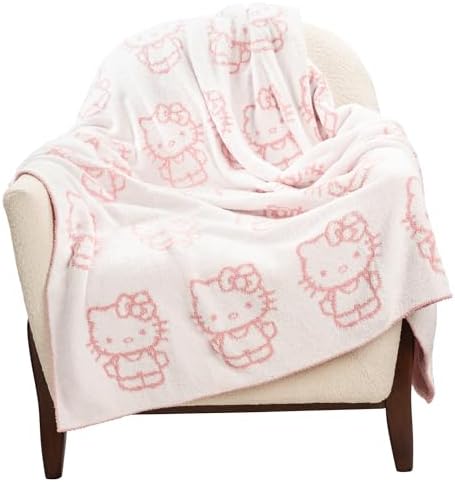 Hello Kitty Feather Knit Fluffy Throw Blanket - 50x60 Inch Pink