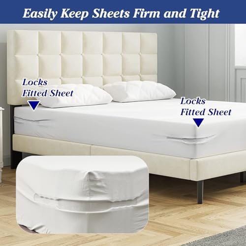 Heavy Duty Bed Sheet Holder with Lock Strips - White