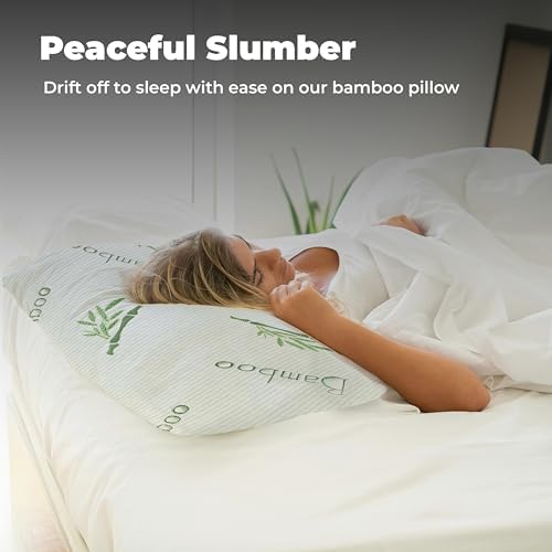 OMEO 2 Pack Rayon Bamboo Memory Foam Pillows