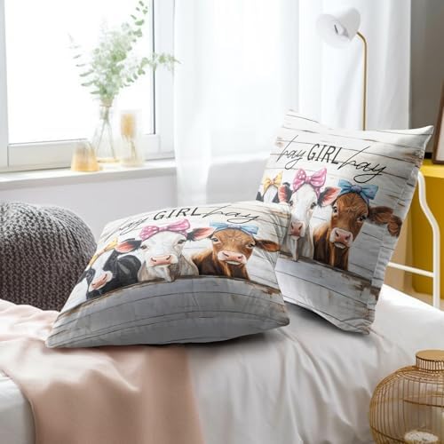 Giwawa Farmhouse Cow Pillow Covers Set of 2 18x18 Inch