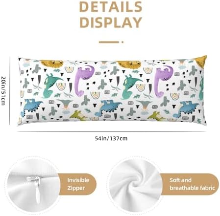 Cute Dino Body Pillow Case 20x54