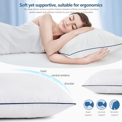 HAODEMI Cooling Bed Pillows 2 Pack with Soft Down Alternative Fill
