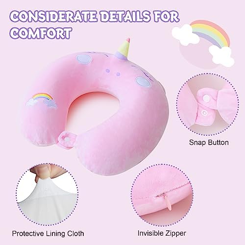 Cirorld Travel Pillow for Kids 3-8 YO Pink