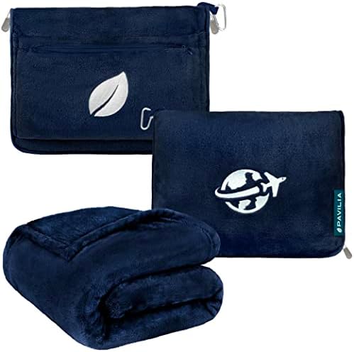 PAVILIA Travel Blanket with Arm Holes and Pillow