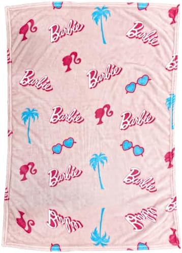 Barbie Fleece Throw Blanket 30x40 PinkWhite Officially Licensed