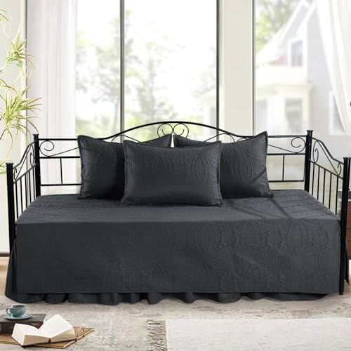 HOMBYS Daybed Set Twin Size with Coin Pattern 75x39 Dark Grey