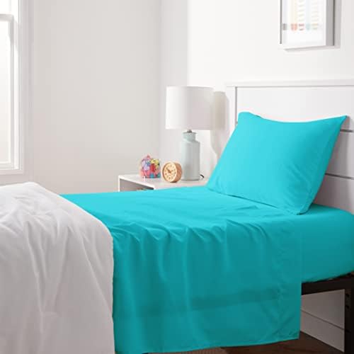Amazon Basics 3-Piece Twin Microfiber Sheet Set Bright Aqua 1