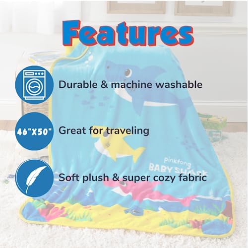 Franco Baby Shark Throw 40 x 50 Inches Official Licensed