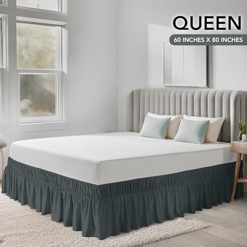 Utopia Bedding Queen Elastic Bed Ruffle with Microfiber Skirt
