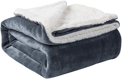 NANPIPER Grey Sherpa Blanket Twin 60x80 Reversible Plush