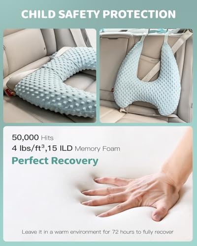 Memory Foam Kids Travel Pillow with Adjustable Strap and Velvet Dots