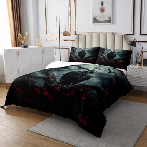 Feelyou Crows Bedspread Queen Kids Halloween Quilt Set