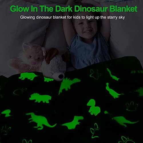 TEHALK Dinosaur Glow in the Dark Blanket for Boys