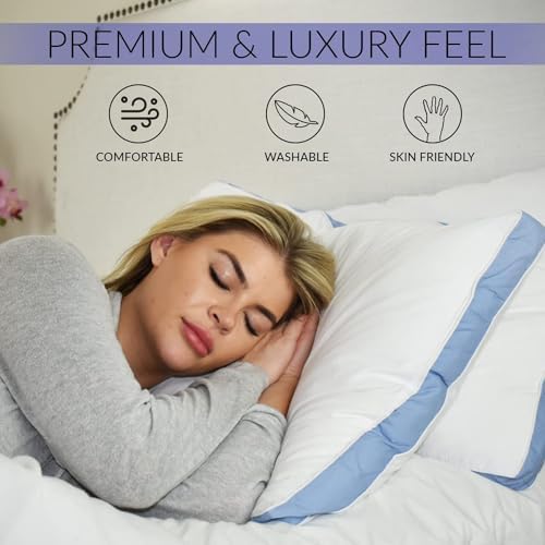 GOLD TEXTILES Queen Pillow Set of 2 - Hotel Luxury Soft Firm Support