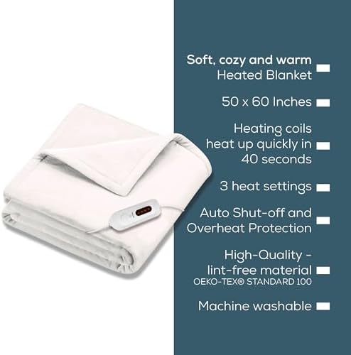 Beurer HD61 Heated Throw Blanket - 4 Heat Settings 4hr Auto Shut Off