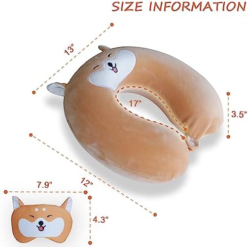 Cute Yellow Corgi Travel Pillow with Eye Mask