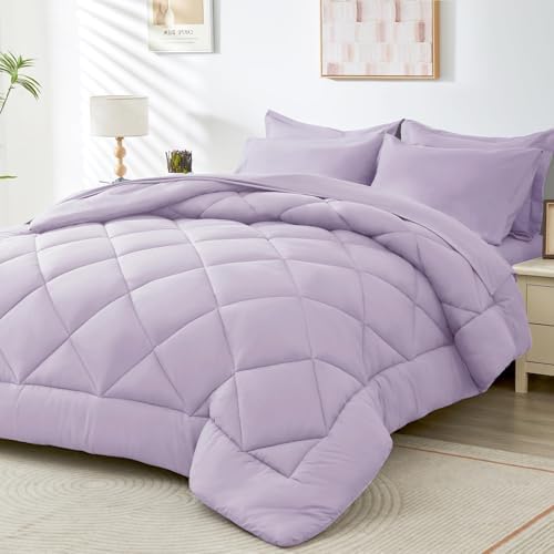 HEVUMYI Queen Purple Comforter Set 7-Piece