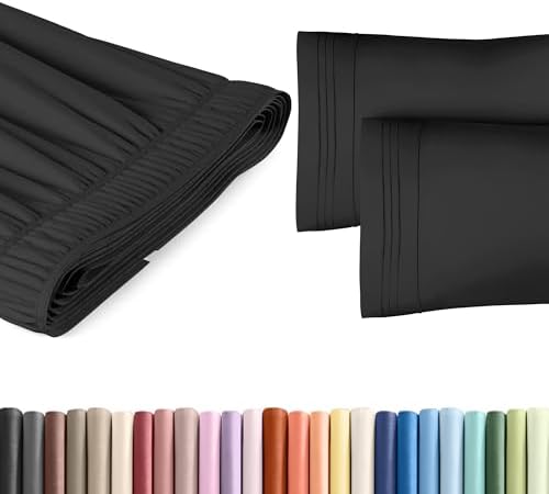 CGK Unlimited Wrap Around Dust Ruffle Bed Skirt 2 Pillowcases Bundle - Black