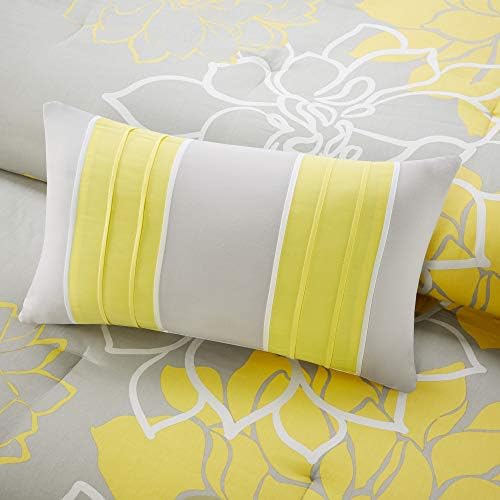 Madison Park Lola Sateen Comforter Set 7 Piece Grey Yellow