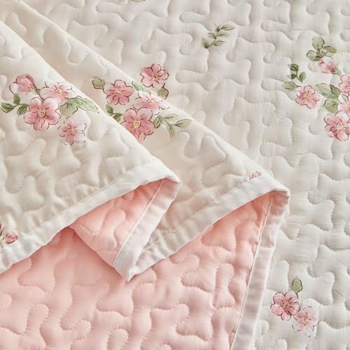 Joyreap Twin Quilt Set Floral Pink n White