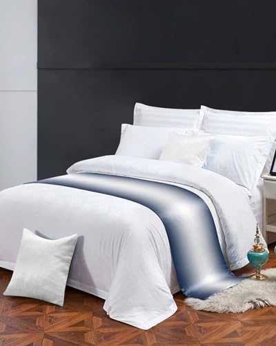 DecorLovee Navy Blue Ombre Bed Runner Queen Size
