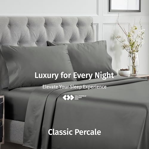 California Design Den Grey Queen Sheet Set - 100 Egyptian Cotton Percale 1