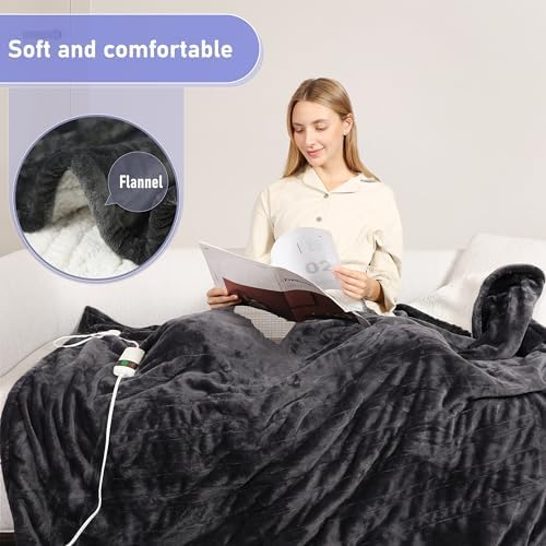 Cushious Heated Blanket Throw - 10 Heat Levels 8-Hour Auto Off
