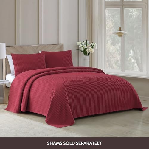 Beatrice Home Fashions Channel Chenille Bedspread Queen Burgundy