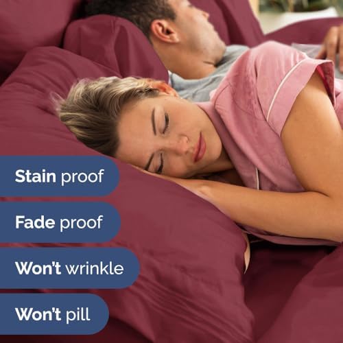 Wrap Around Dust Ruffle Bed Skirt Set - Burgundy for Twin Bed