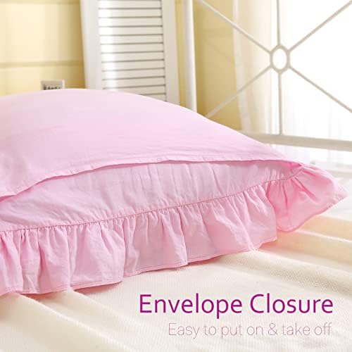 2 Pack Pink Ruffle Euro Pillowcases 26x26 Inches 100 Cotton