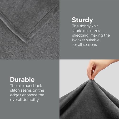 Utopia Bedding Fleece Blanket Twin Grey 300GSM 1