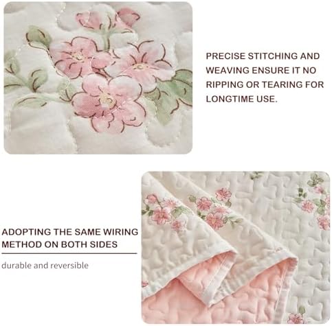 Joyreap Twin Quilt Set Floral Pink n White