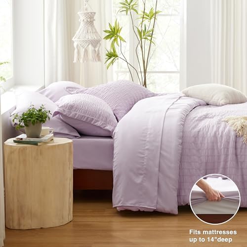 Loves Cabin Seersucker Lavender Comforter Set