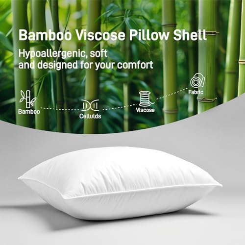 Alkyonos Bamboo Viscose Bed Pillows Set of 2 with Down Alternative Filling
