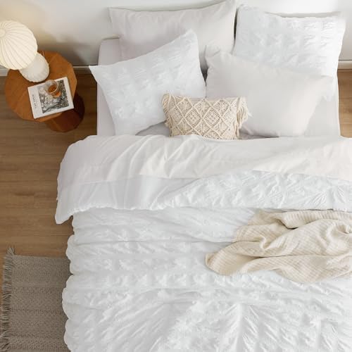 Bedsure Bed in a Bag Twin - 5 Piece Plaid Seersucker Comforter Set