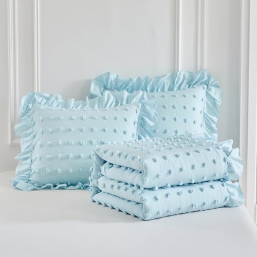 Flysheep Tufted Dots Ruffle Comforter Set Twin 3-Piece