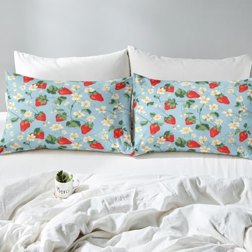 Jejeloiu Kids Strawberry Bed Sheet Set King Size