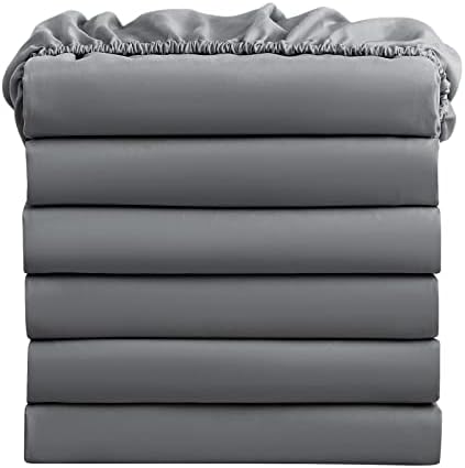 FreshCulture Full Fitted Sheets 6 Pack Dark Grey
